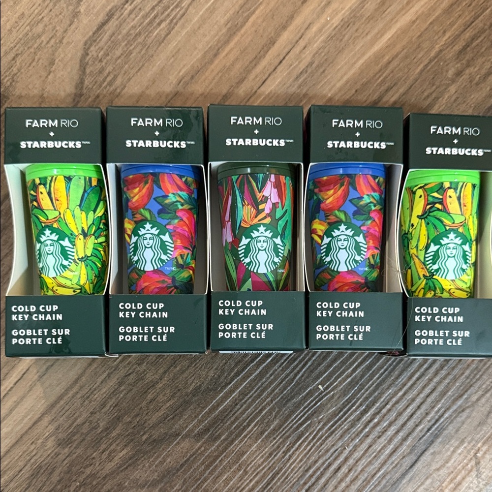 Starbucks x Farm Rio Tropical Cold Cup Key Chain Bundle!!
